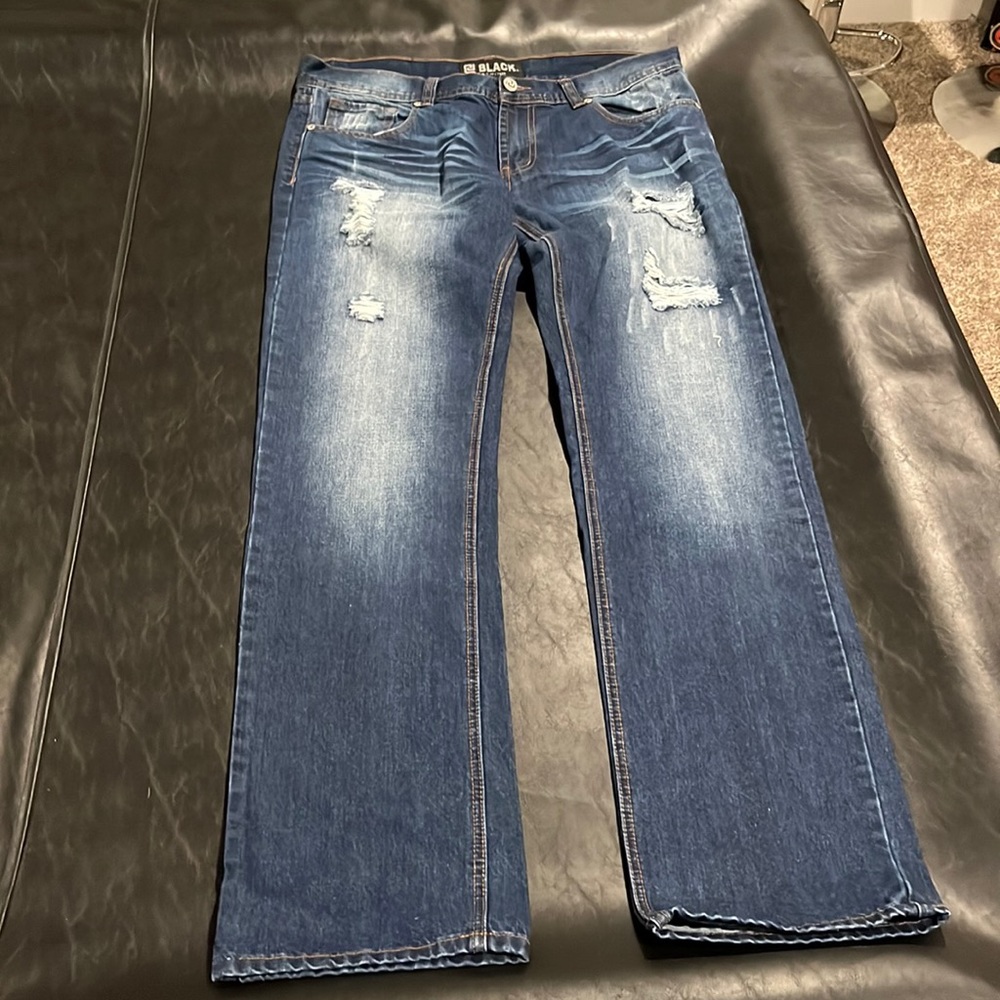 Buckle Men’s Black Premium low rise slim straight jeans 34x34 excellent!